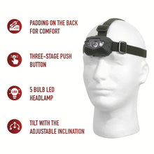 Load image into Gallery viewer, Deluxe 5 Bulb Headlamp - Wilderness Survival Systems
